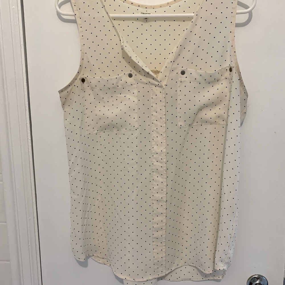 Maurices Cream Business Casual Sleeveless Blouse